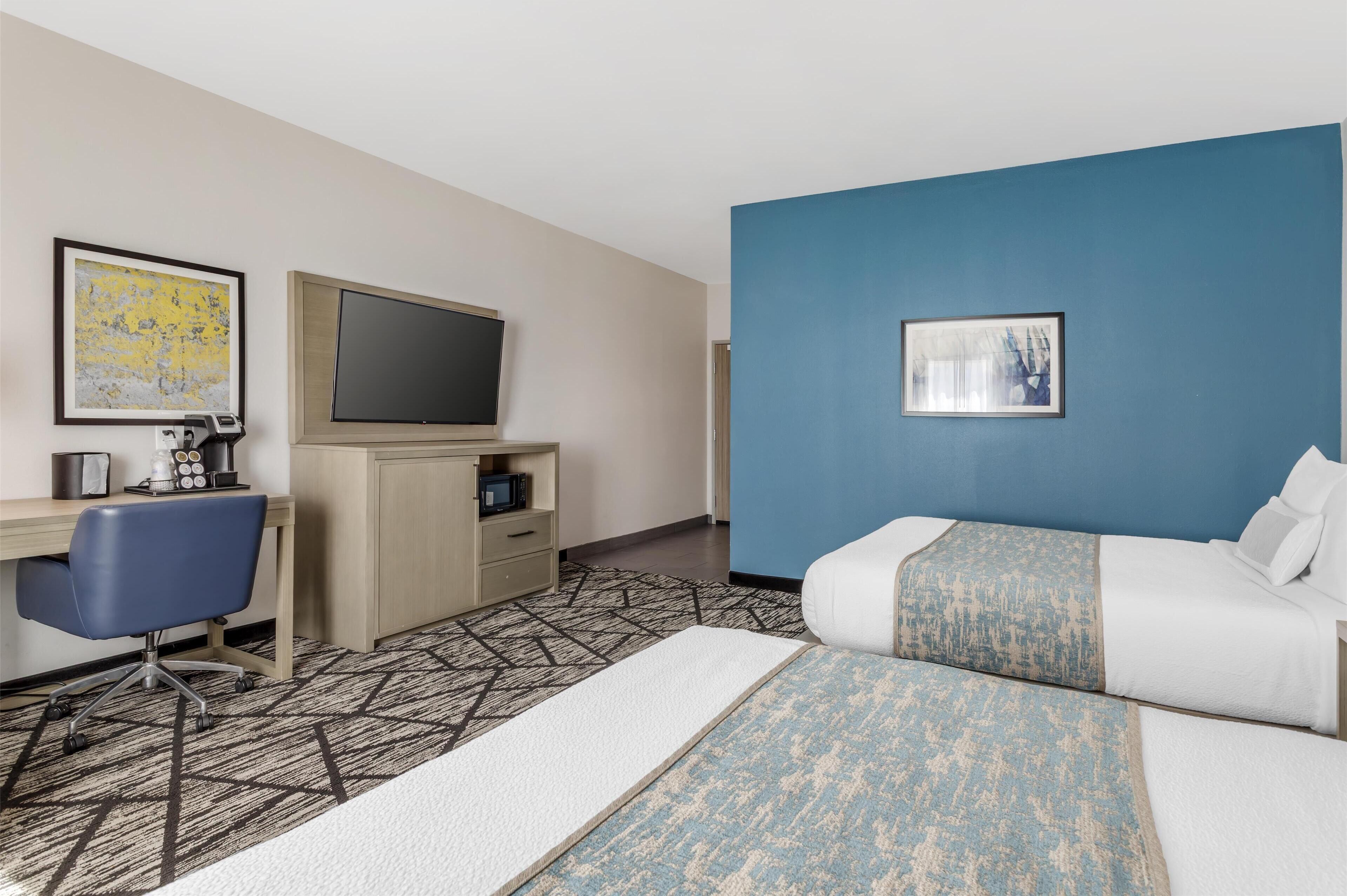 standard room, 2 queen beds, accessible, refrigerator & microwave | desk, laptop workspace, iron/ironing board, free wifi