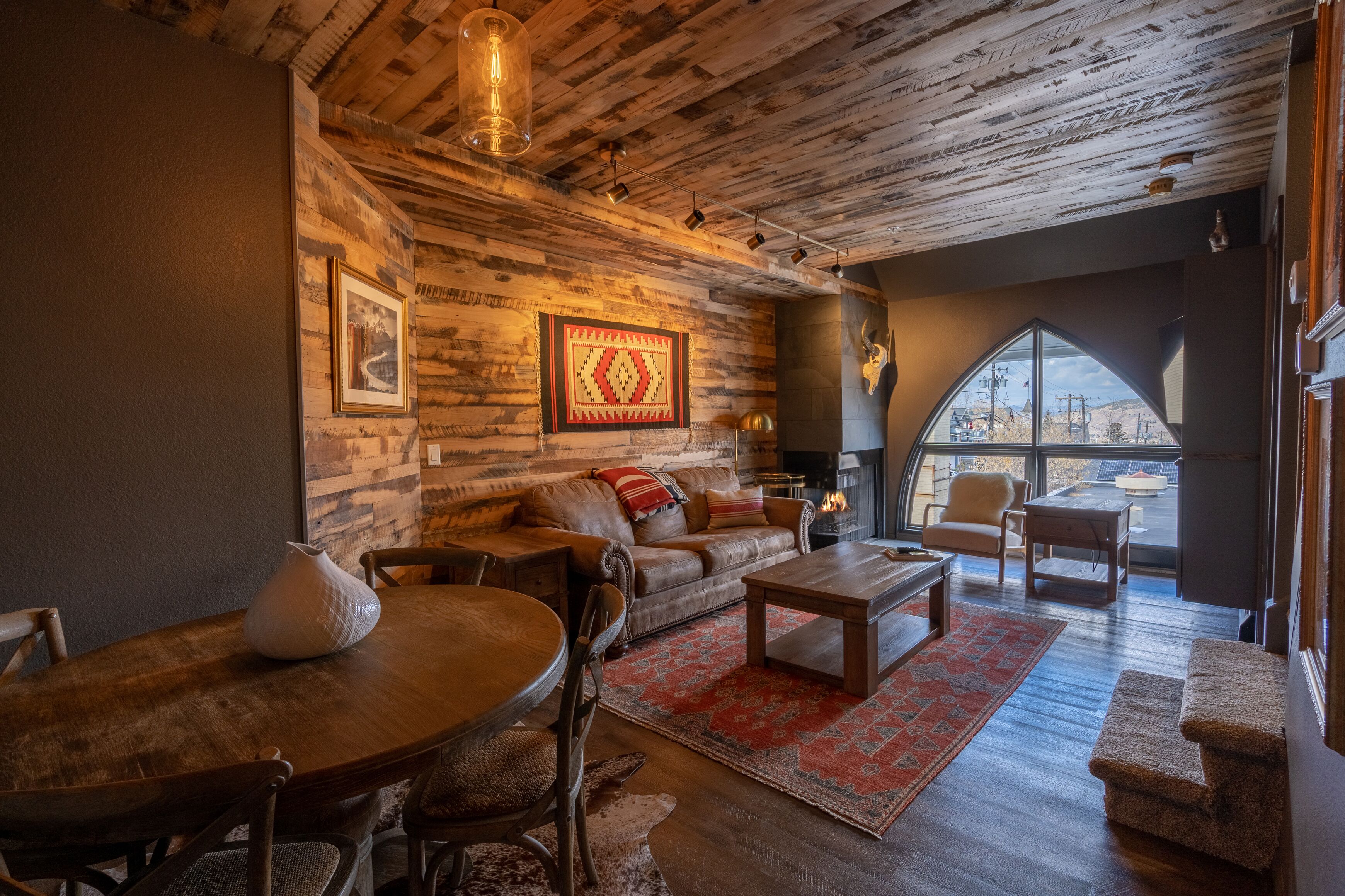 blue church lodge b | living area | 50-inch flat-screen tv with cable channels, tv, fireplace