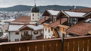 A traditional European village with snow-covered roofs and a prominent church with a dome. - Ellerbeck Gesundheits- und Wellnesshof (Langdorf)