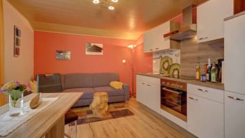 Apartment | Wohnbereich | 32-Zoll-Fernseher mit Satellitenempfang