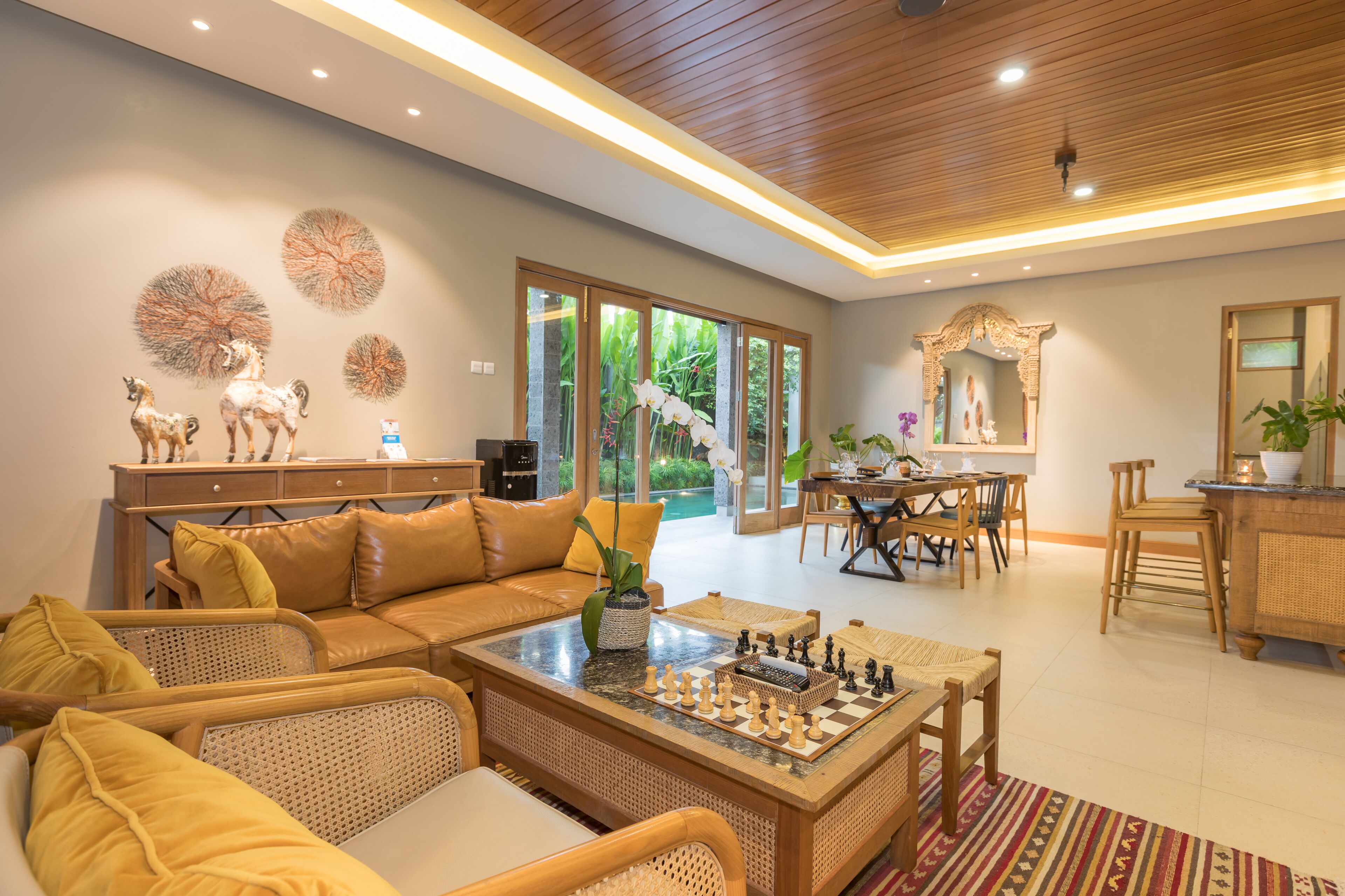 Luxury Villa, 1 Bedroom, Private Pool, Pool View | Living area | LED TV, fireplace