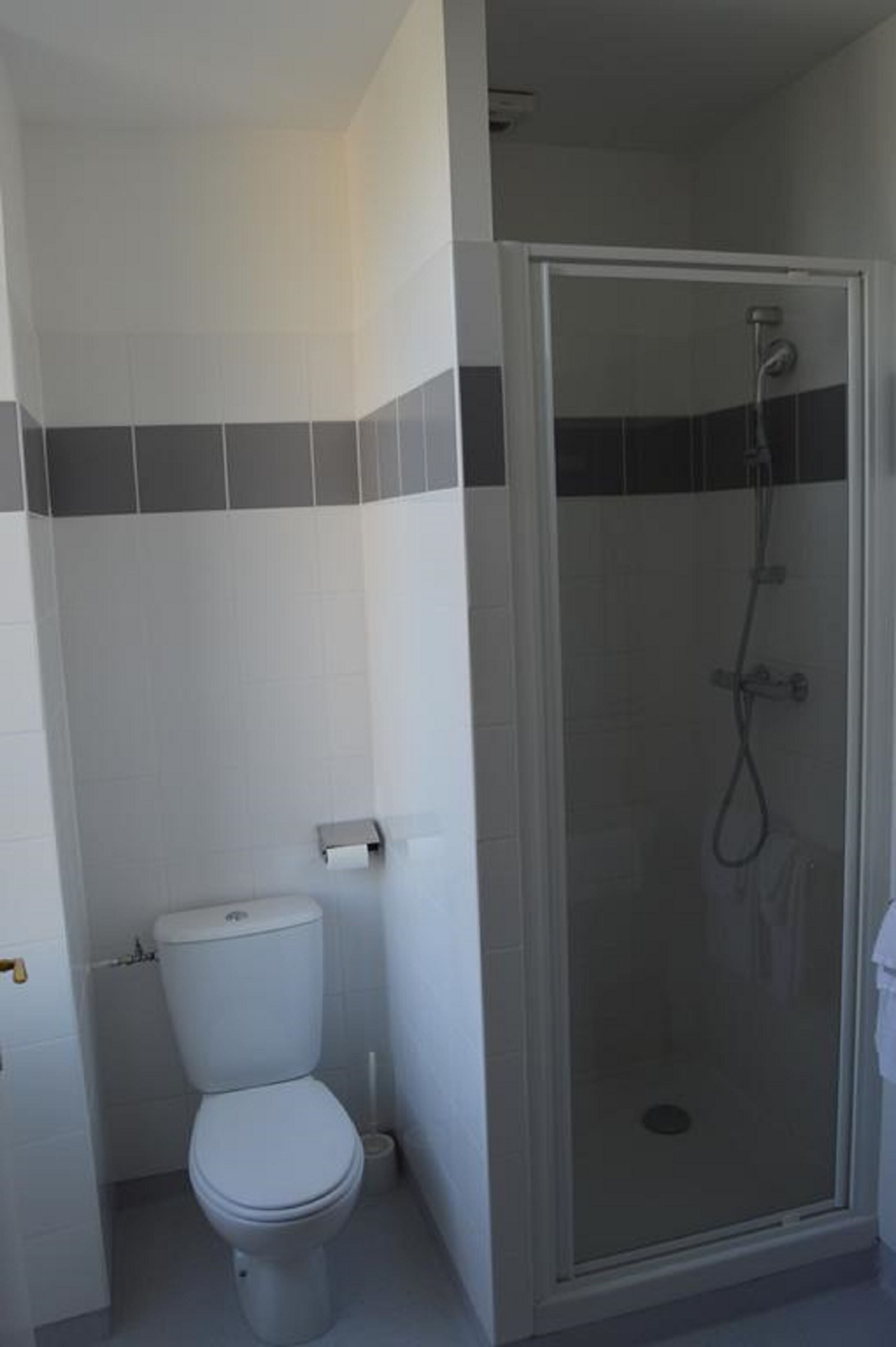 standard double room (douche) | bathroom amenities | shower, free toiletries, hair dryer, towels