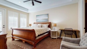 4 bedrooms, desk, iron/ironing board, travel cot