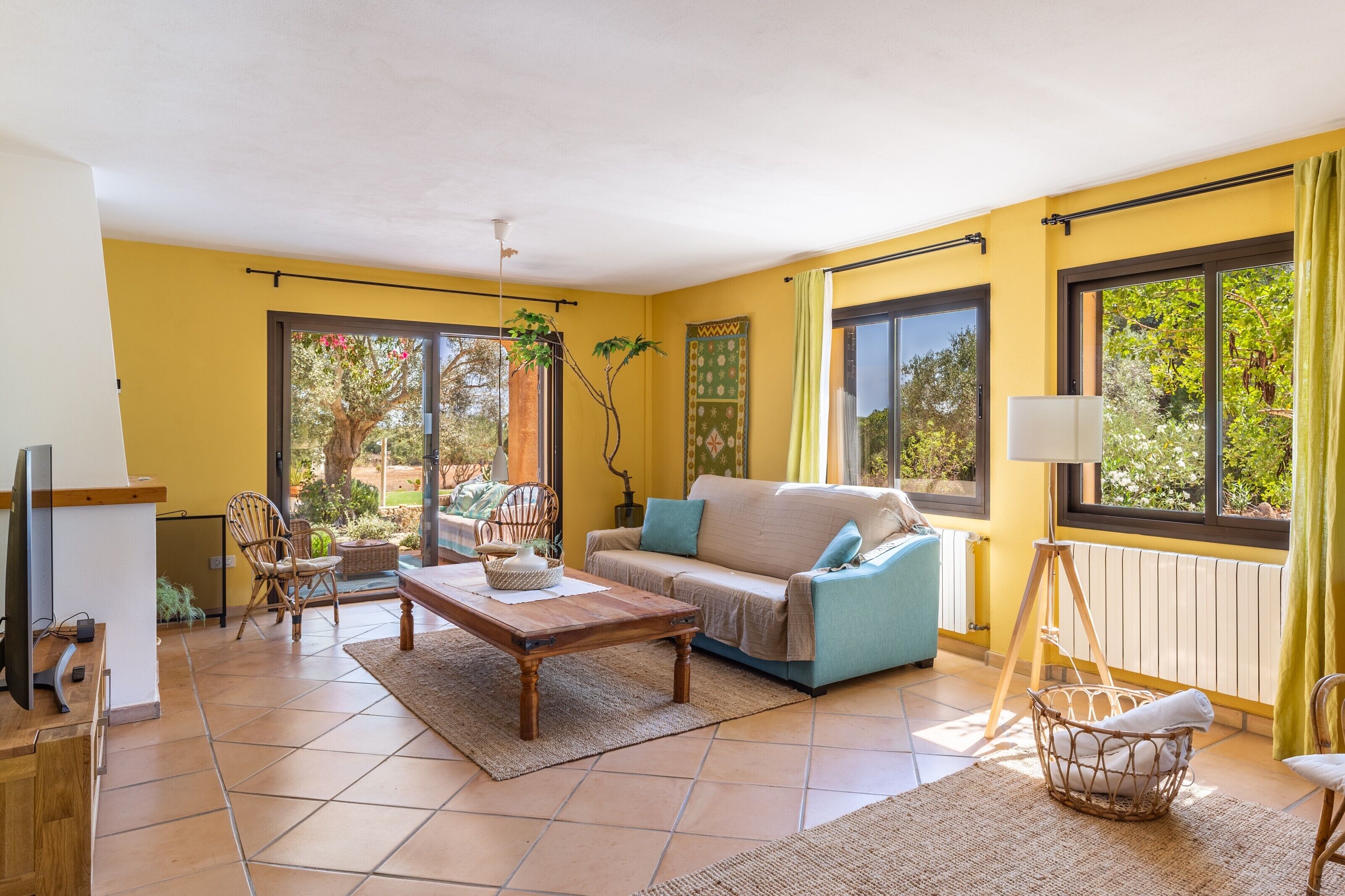 Televisión y chimenea 