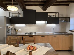 Fridge, stovetop, dishwasher, toaster