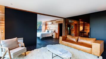 Presidentiële chalet | Luxe beddengoed, donsdekens, een minibar, een kluis op de kamer