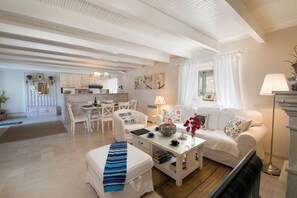 Living area - Private pool, stone Mansion, great views Villa Maritsa (Kourteika)