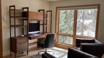 Smart TV, fireplace, video games, foosball