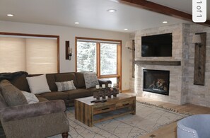 Smart TV, fireplace, video games, table football