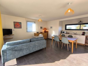 TV, fireplace, DVD player, foosball