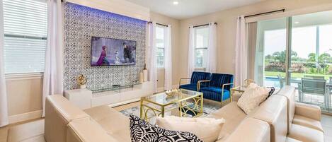 TV, video game console, ping pong