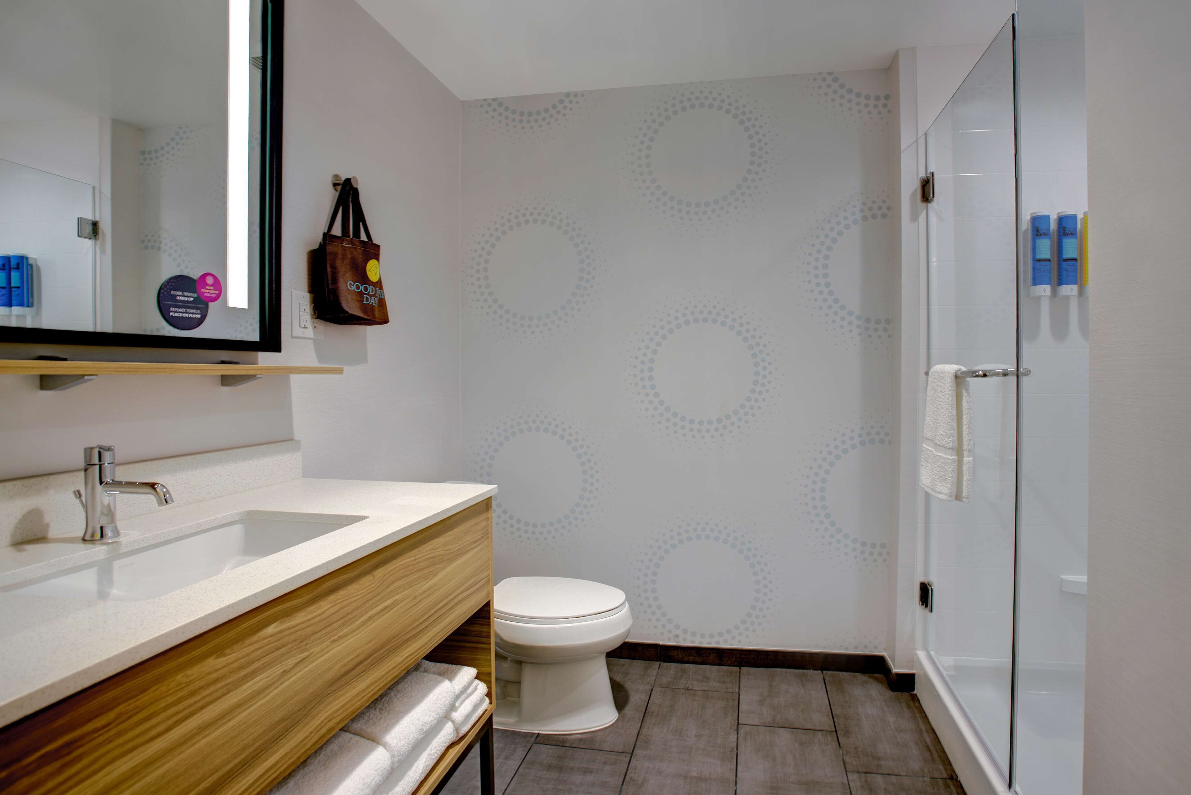 free toiletries, hair dryer, towels