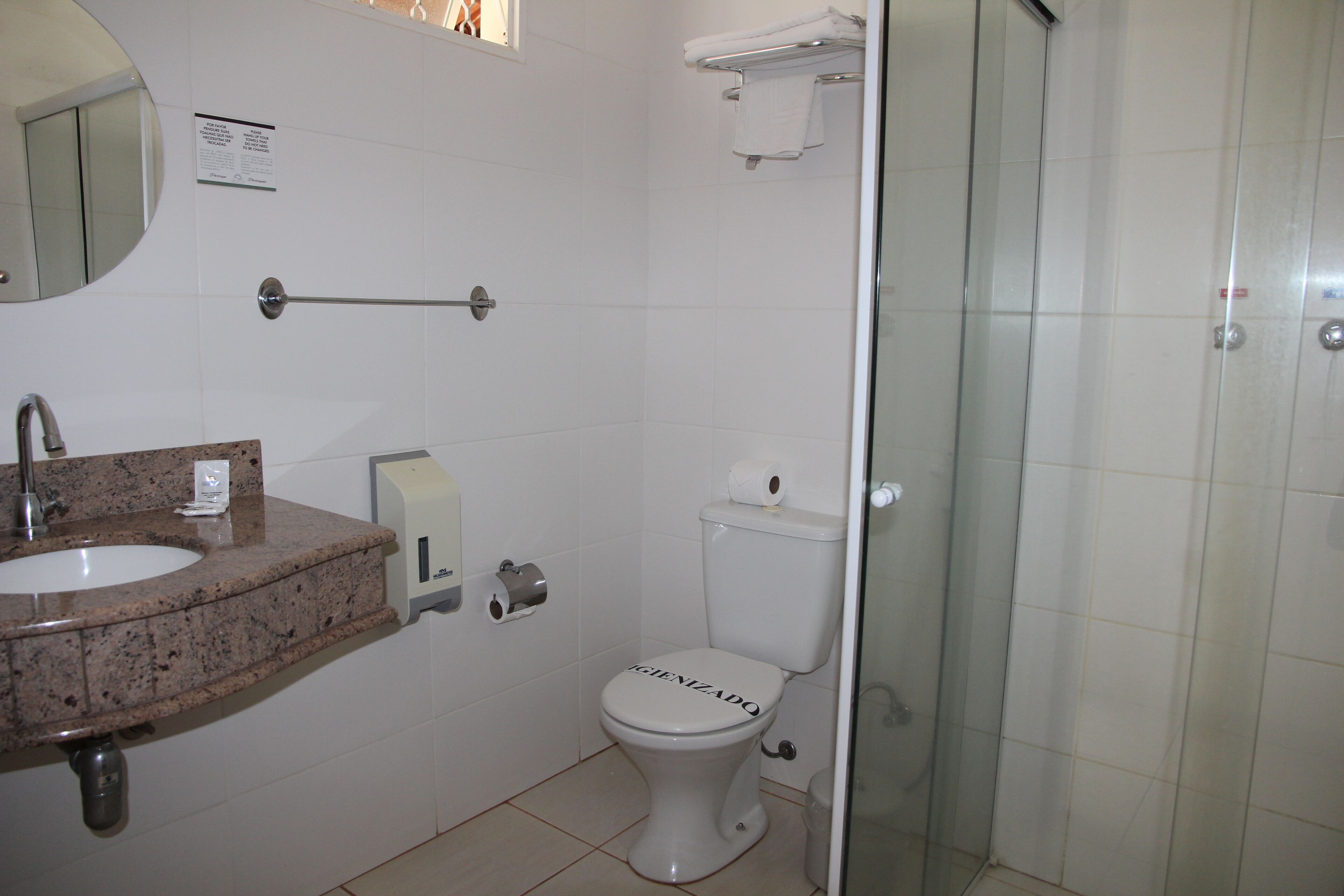 deluxe double or twin room | bathroom | shower, hair dryer, bidet, towels