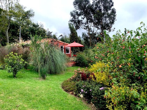 Villa in the countryside, overlooking gardens and a wonderful mountain