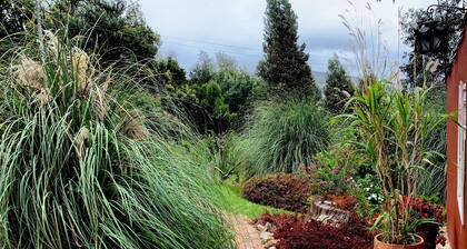 Villa in the countryside, overlooking gardens and a wonderful mountain