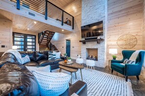 Smart TV, fireplace, video games, stereo