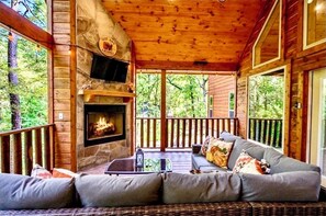 Smart TV, fireplace, music library, computer monitors