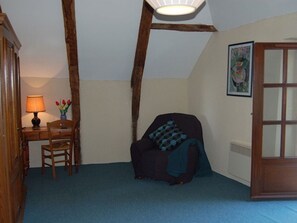 TV, fireplace, DVD player, books