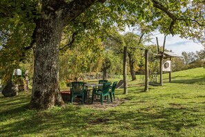Outdoor dining - Holiday Apartment "Risthof 2" with Shared Garden, Sauna and Playground (Owingen)