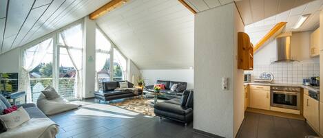 Televisio, DVD-soitin, pöytätennispöytä, stereot