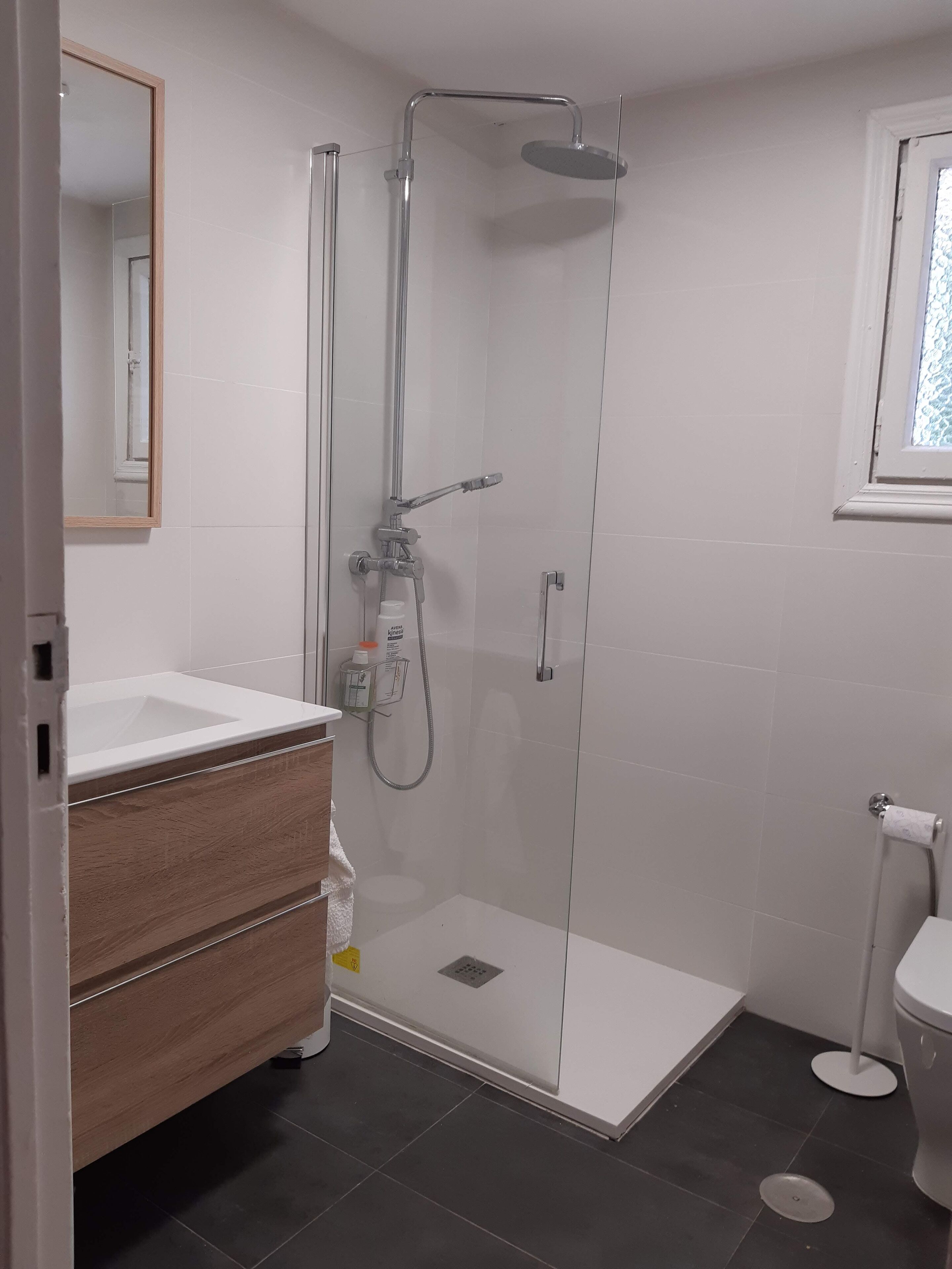 Een douche, een haardroger, handdoeken