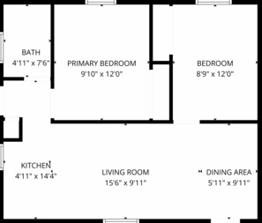 Floor plan - 2BR Cottage In Heart of Tampa's Trendy Urban Core (Tampa)