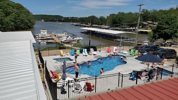 Outdoor pool, pool loungers