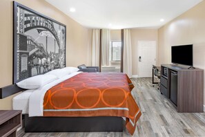 Room, 1 King Bed, Accessible, Non Smoking (Mobility/Hearing Impaired) | Pillow-top beds, desk, laptop workspace, iron/ironing board - Super 8 by Wyndham Houston NW Beltway 8/West Rd (Houston)