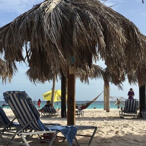Sun-loungers, beach towels