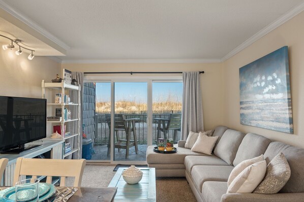 TV, DVD player, books, stereo