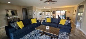 Smart TV, fireplace, table football, offices