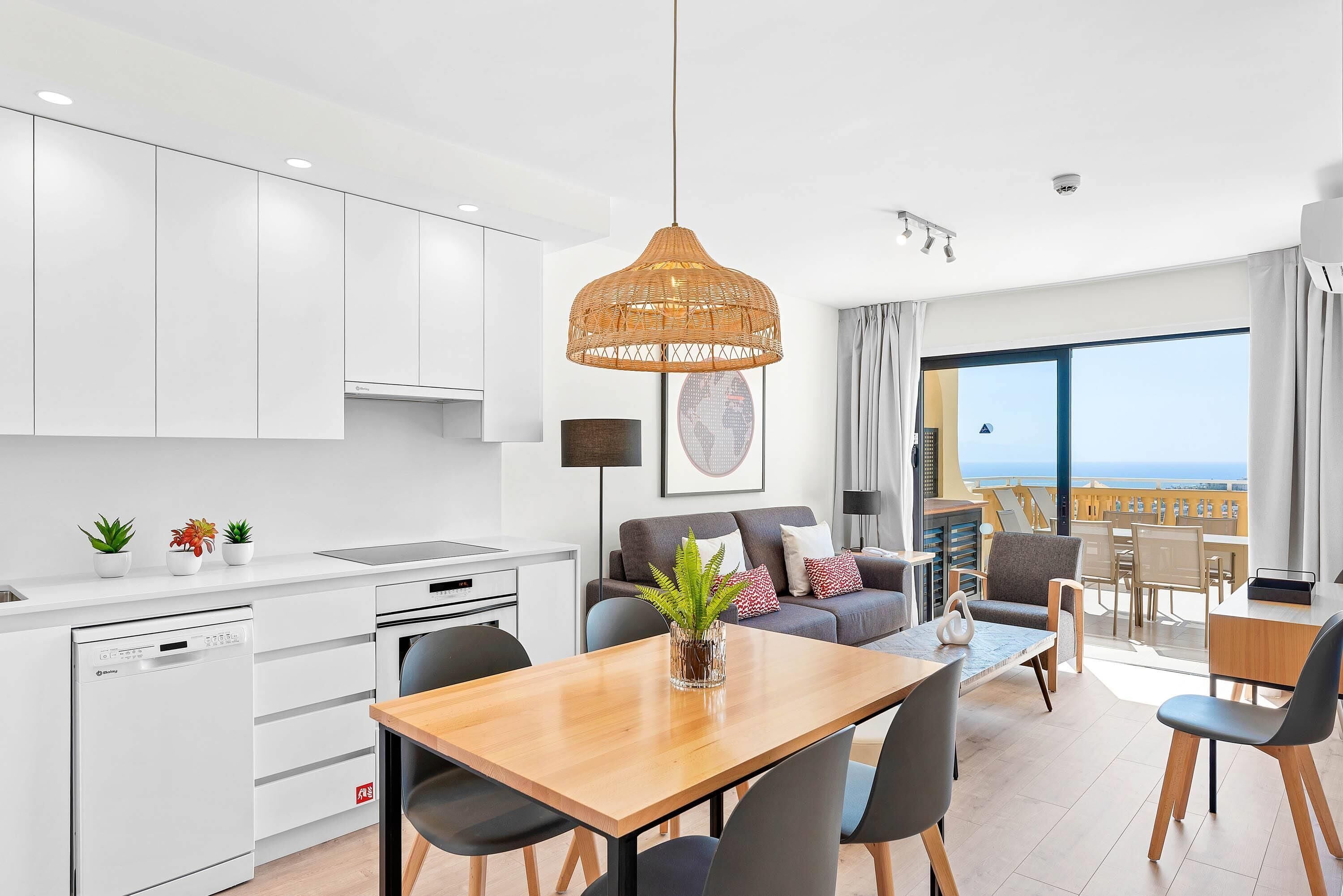 2-Bedroom Superior Apartment, Ocean View | In-room safe, desk, laptop workspace, iron/ironing board