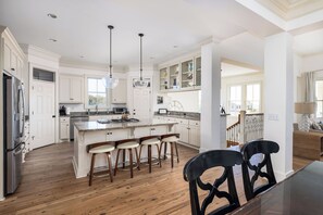 Fridge, dishwasher, coffee/tea maker, cookware/dishes/utensils - Saylors’ Palm: Oceanview 5BR Home Steps from Isle of Palms Beach! (Isle of Palms)