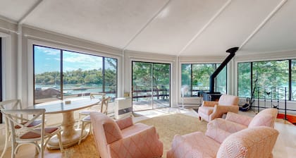 Unique oceanfront home with a deck, tons of natural light, & amazing views