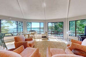 TV, DVD player - Unique oceanfront home with a deck, tons of natural light, & amazing views (Wiscasset)