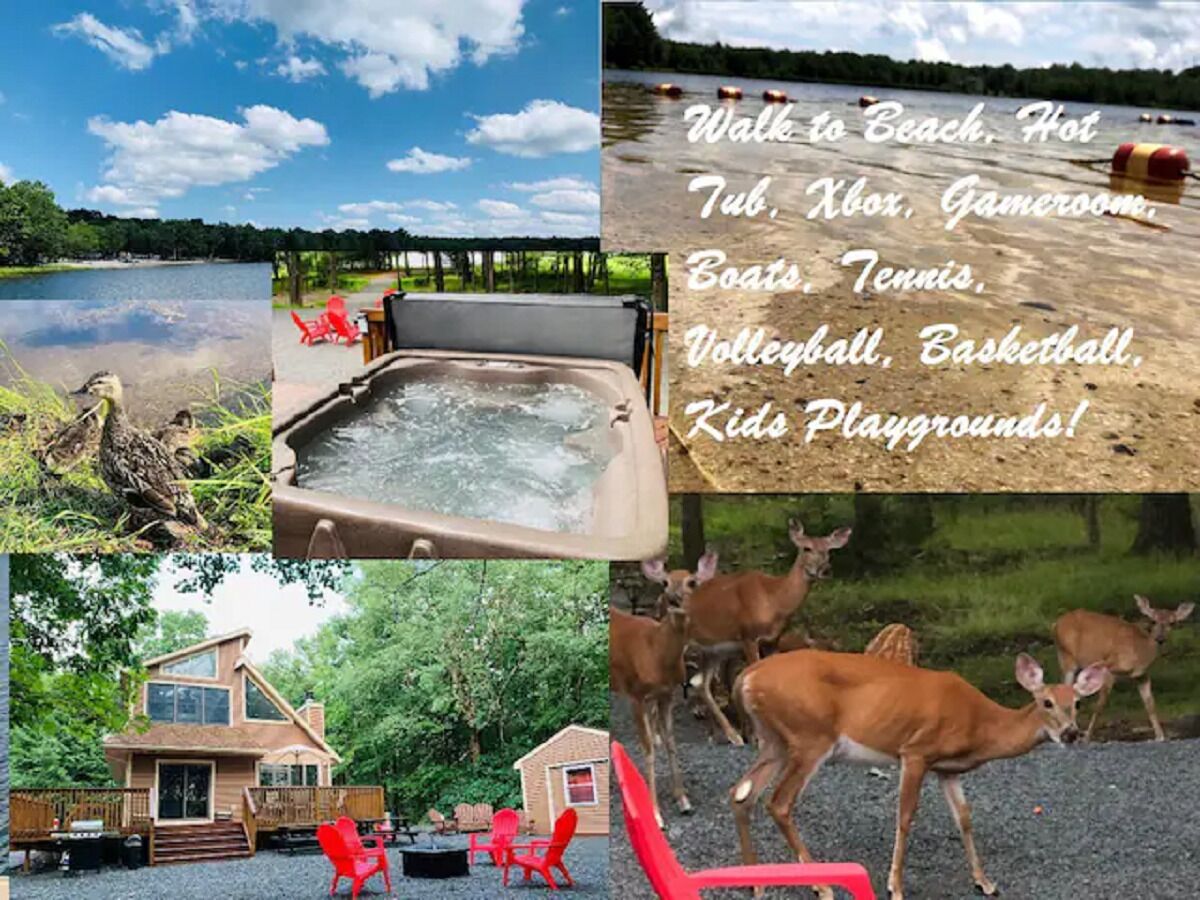 ★★★★★ Lakefront, Hot Tub, Kayaks, Beach, Central AC, Xbox, Home-Theater, Games