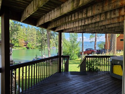 Flathead Lake home W/ private beach, dock, and hot tub