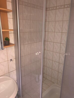 Hair dryer, towels, toilet paper