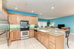 Fridge, microwave, dishwasher, coffee/tea maker