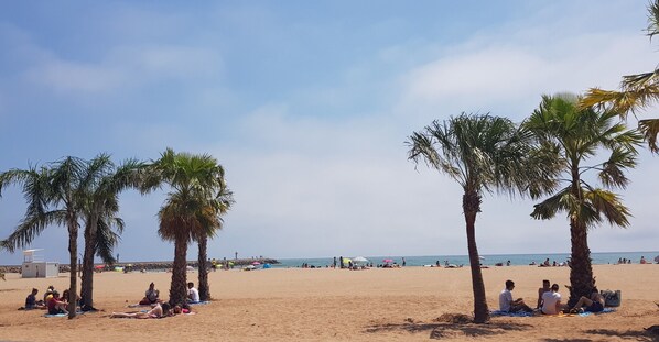 Beach nearby, sun-loungers