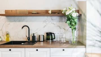 Premium Suite | Private kitchen | Fridge, oven, stovetop, dishwasher
