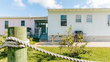 Mobile homes with porches and secure fencing.