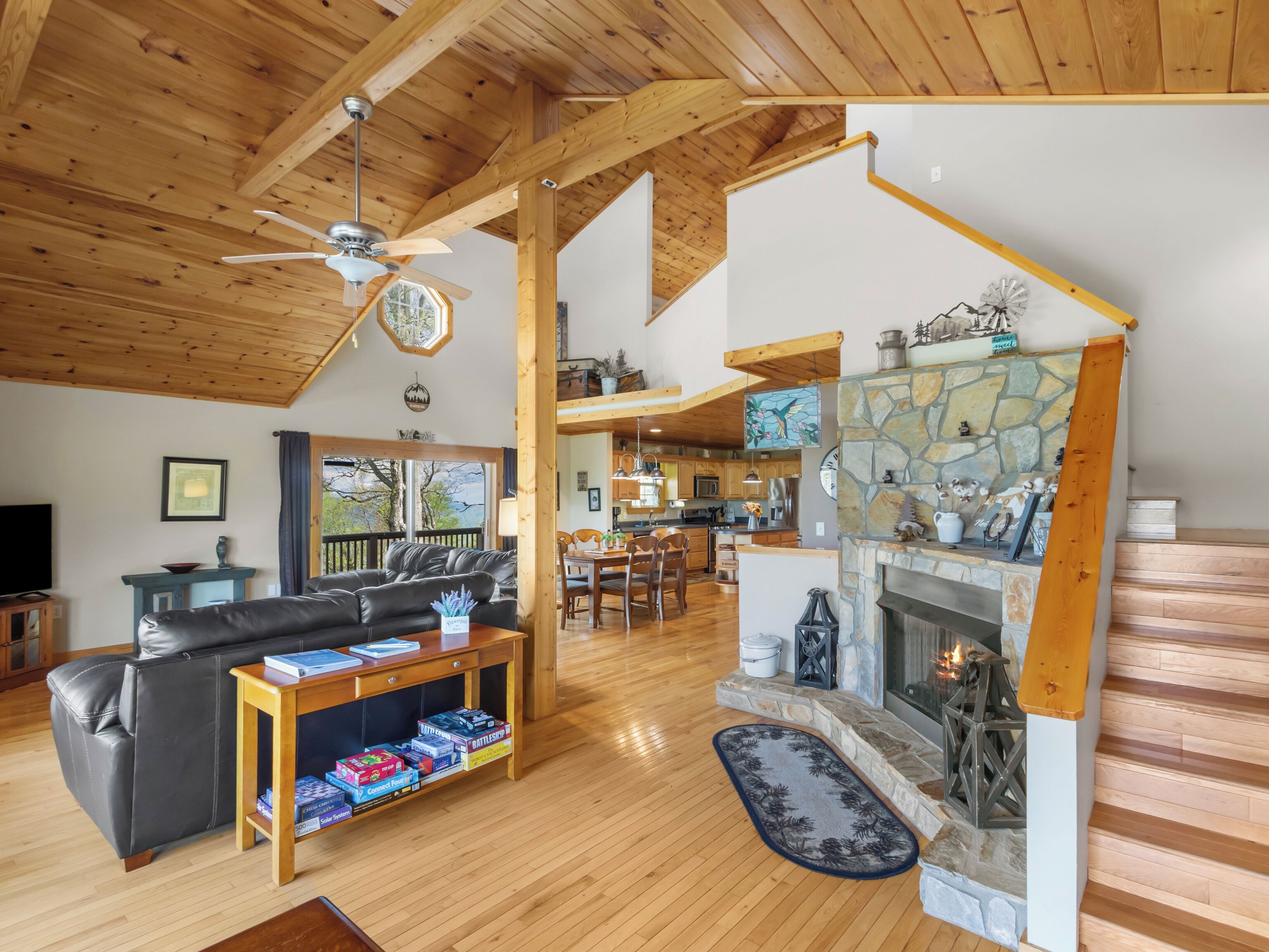 Smart TV, fireplace, foosball, table tennis