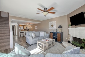 TV, fireplace, DVD player