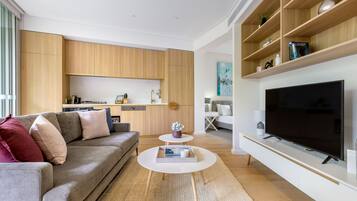 Studio Apartment | Living area | 49-inch Smart TV with digital channels, TV