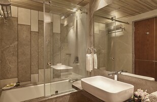 Premium Room | Bathroom | Combined shower/tub, rainfall showerhead, free toiletries, hair dryer