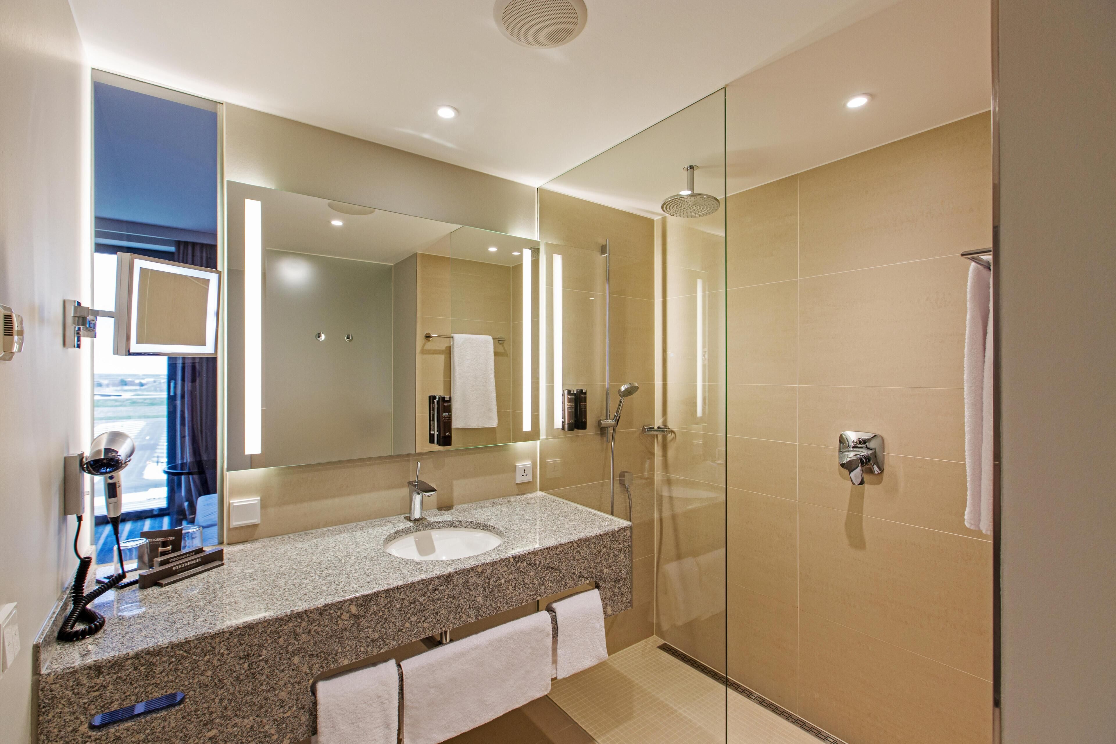 free toiletries, hair dryer, towels, soap