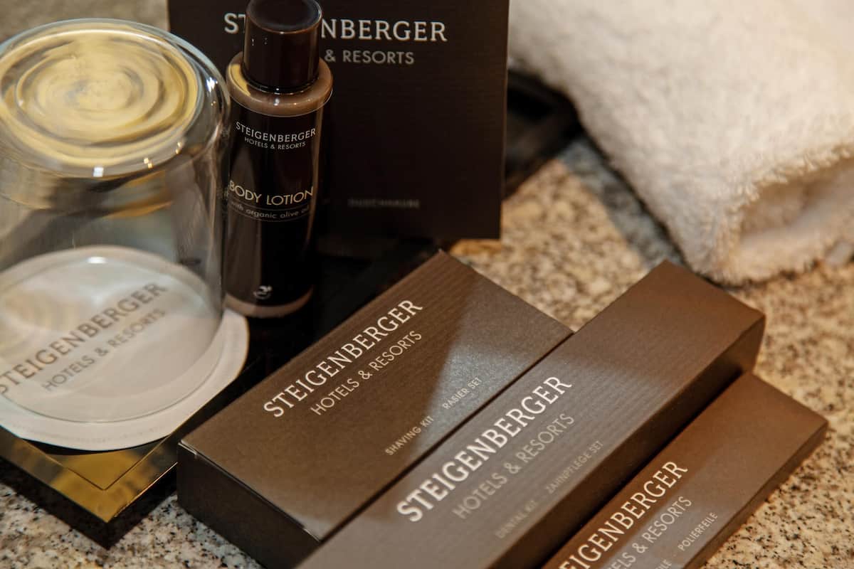 hypo-allergenic bedding, down duvets, minibar, in-room safe