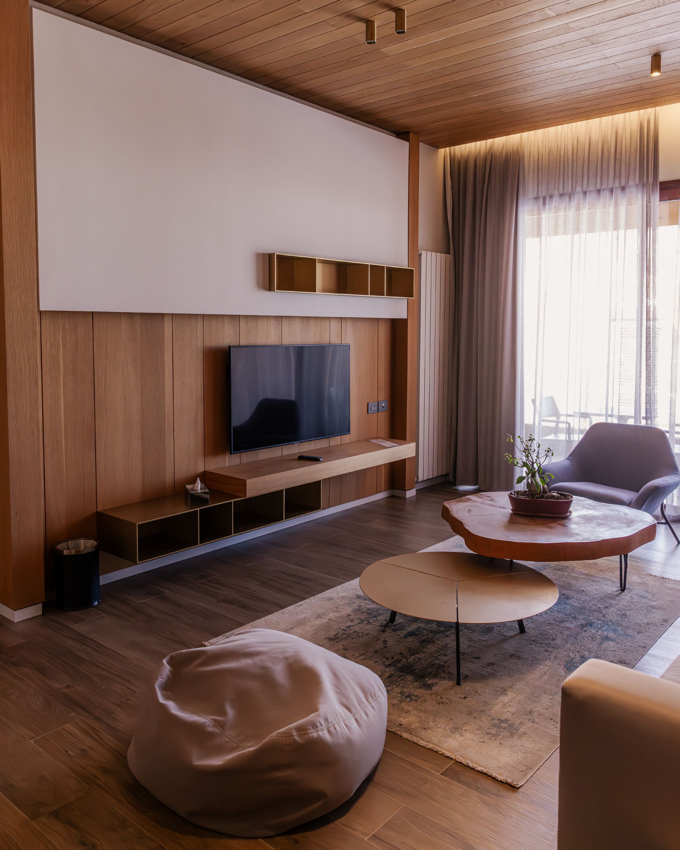 Deluxe Suite | Living area | 65-inch Smart TV with satellite channels