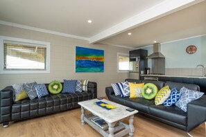 Smart TV, DVD player, books, music library